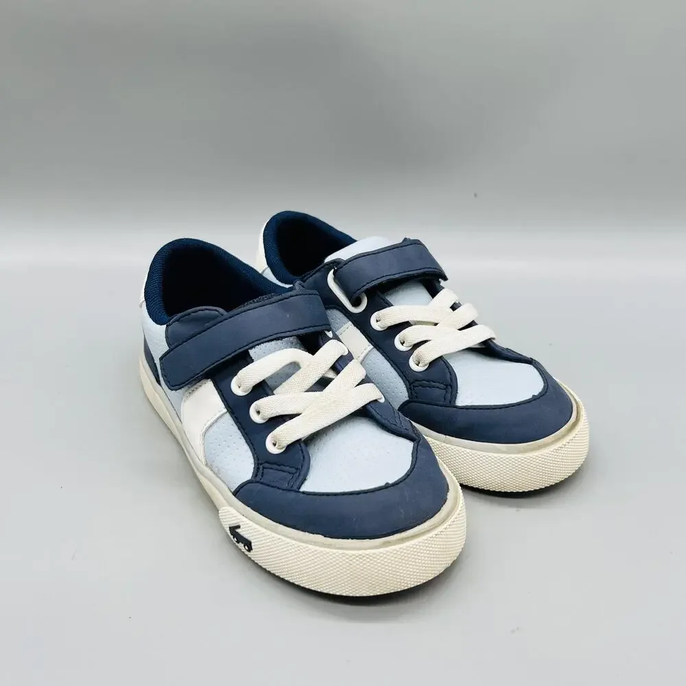 See Kai Run Shoes Boys 13 Blue White Low Top Hook Loop Strap Casual Sneakers